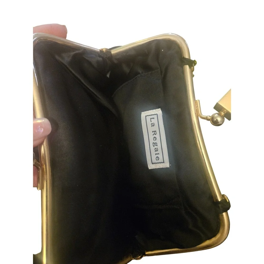 Vintage La Regale Black Satin Evening Clutch‎ Bag